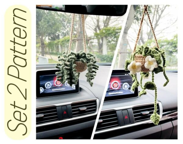 2 In 1 Car Plants , Daisy Plants, Fern Plants, , Car Decor Crochet Pattern PDF