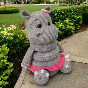 Adorable Hippo Stacking Toy Crochet Pattern (PDF) - Amigurumi Safari Nursery Ring Tower