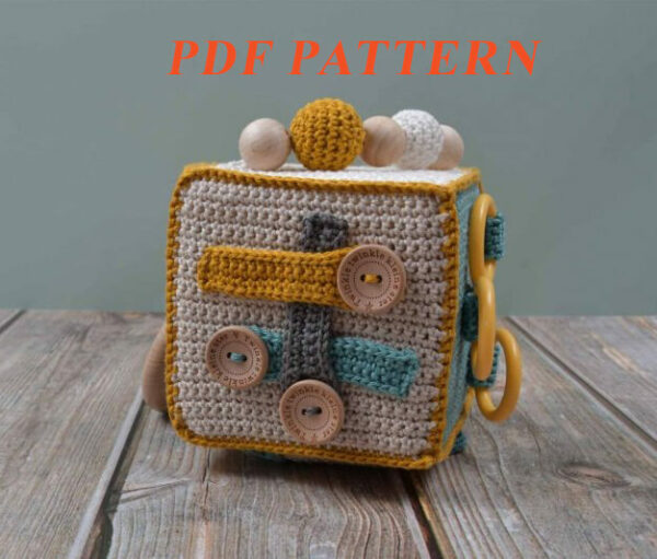 : Activity Cube , Pdf Pattern For Your Kid Toy, Pattern Didactic Cube, Educational Montessori Toy Crochet Pattern PDF