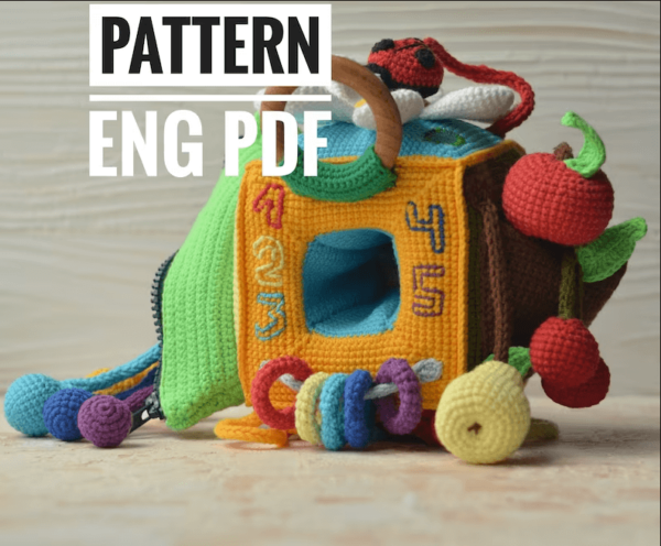 : Activity Cube  Sensory Toy, Amigurumi Pattern Didactic Cube, Educational Montessori Toy, Pattern In English Crochet Pattern PDF
