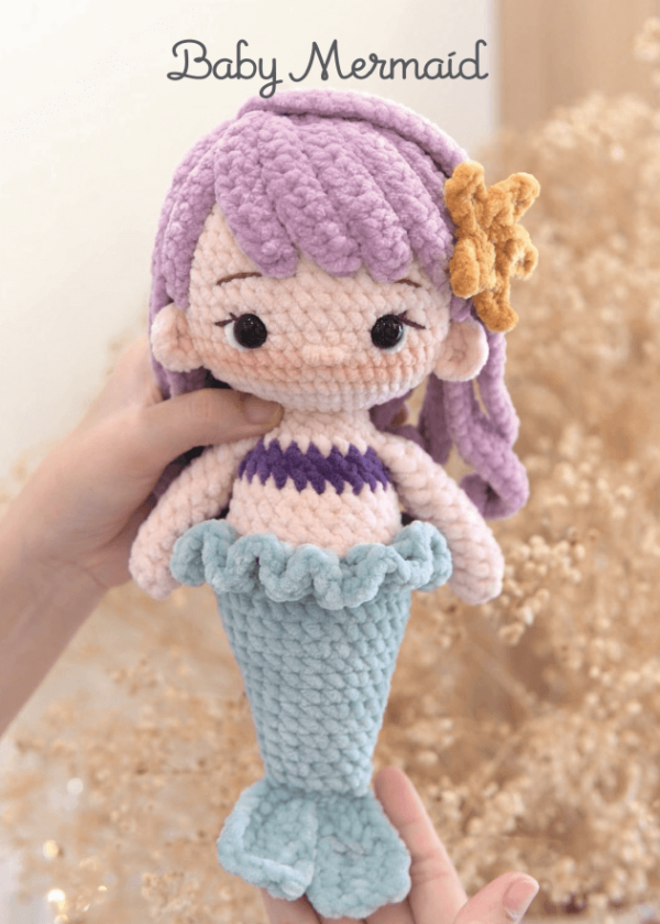 Amigurumi Crochet Doll Pattern, Baby Mermaid  Crochet Pattern PDF