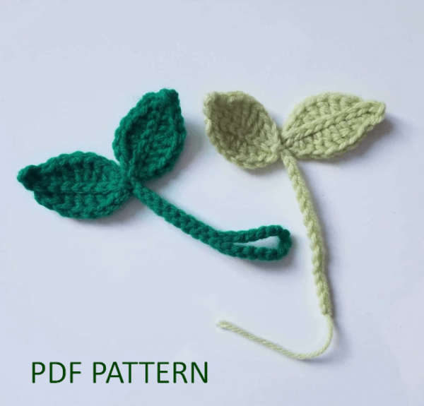 : Amigurumi Crochet Sprout Headphone Accessory Pattern, Crochet Sprout Cable Tie Pattern, Sprout Bookmark  Crochet Pattern PDF