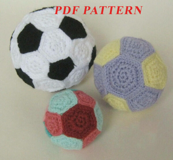 : Amigurumi Football / Soccer Ball Plus Two Extra Toy Balls,  For Football Lovers, Soccer Ball  Crochet Pattern PDF