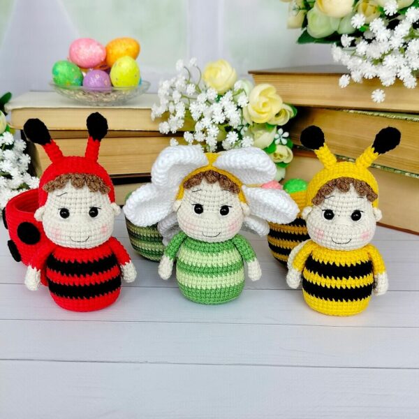 Amigurumi Pattern Set Easter Babies In The Pots: Bee, Ladybug, Daisy /  Easter Decoration Pdf Crochet Pattern PDF