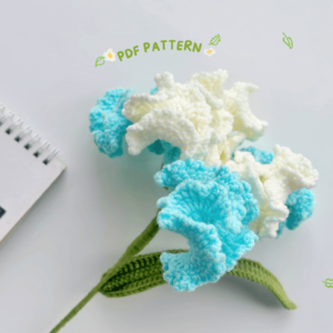 : Blue Iris Flower , Crochet Flower Bouquet Pattern, Crochet Flower Pattern Crochet Pattern PDF