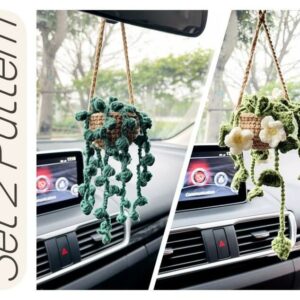 Car Plants  Bundle, Daisy Plants, Succulent Potted, , Car Decor Crochet Pattern PDF