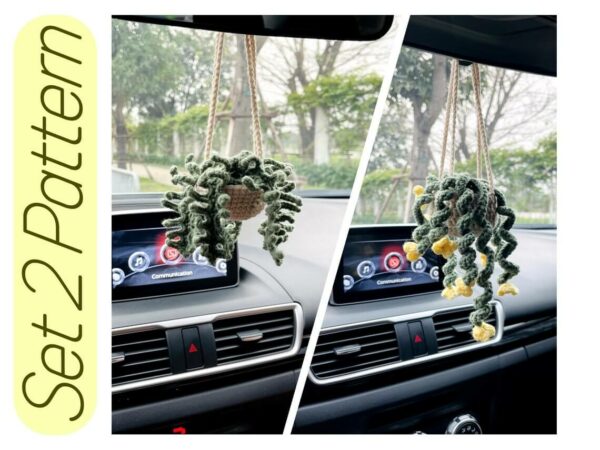 Car Plants  Bundle, Fern Plants, Drooping Flower Basket, , Car Decor Crochet Pattern PDF