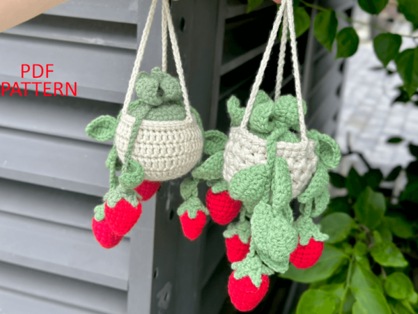 : Car Plants Hanging Strawberry, Pdf Instant Download, Amigurumi Crochet Car Plants Hanging Patterns Crochet Pattern PDF