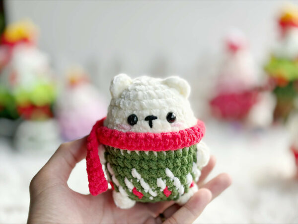 : Christmas Polar Bear Hanging Car , Crochet Polar Bear Pattern, Crochet Christmas Patterns Pdf Crochet Pattern PDF