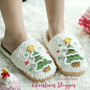 : Christmas Tree Slippers , Christmas Slippers , Christmas Tree Amigurumi  Crochet Pattern PDF