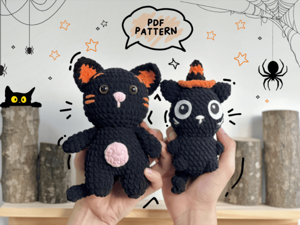 Combo 2 Black Cats Amigurumi , Halloween Amigurumi Toy Pattern, Halloween Crochet, Amigurumi Crochet Crochet Pattern PDF