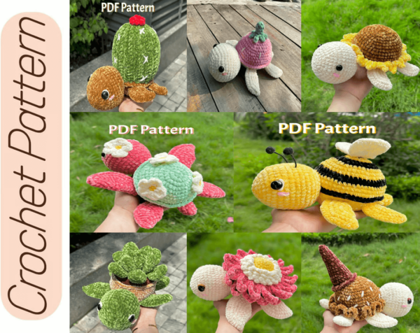 Combo 8 Turtle Patterns Crochet, Crochet Turtle Amigurumi Pattern, Turtle s, Amigurumi Turtle s Crochet Pattern PDF