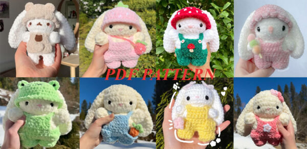 Crochet Baby Bunny In Hat And Overalls Plushie Pattern Pdf, Amigurumi Bunny Crochet Crochet Pattern PDF
