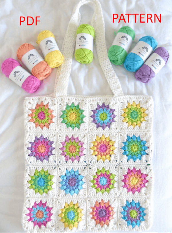 Crochet Bag Pattern – Starburst Summer Tote Bag Pattern Pdf, Crochet Starburst Bag Amigurumi Pattern Crochet Pattern PDF