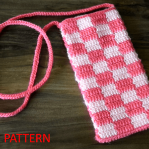 : Crochet Checkered Phone Bag Pattern, Crochet Checkered Pattern, Phone Bag  Crochet Pattern PDF