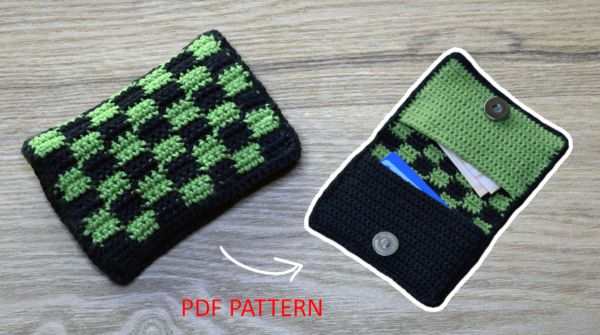 : Crochet Checkered Wallet Pattern, Crochet Checkered Pattern, Wallet  Crochet Pattern PDF