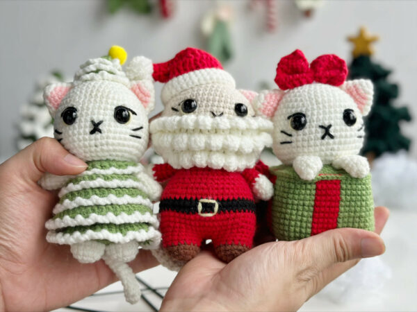 : Crochet Combo Christmas 4in1 Pattern, Crochet Christmas Tree Cat, Christmas Giftbox Cat, Santa Cat Pattern, Christmas  Pdf Crochet Pattern PDF