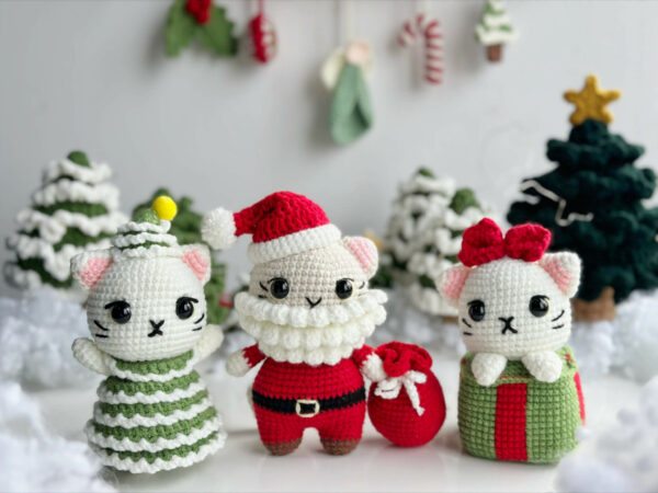 : Crochet Combo Christmas 4in1 Pattern, Crochet Christmas Tree Cat, Christmas Giftbox Cat, Santa Cat Pattern, Christmas  Pdf Crochet Pattern PDF