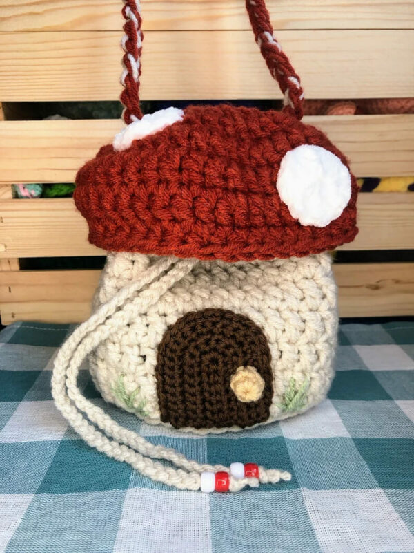 : Crochet Drawstring Mushroom Bag Pattern Pdf, Crochet Mushroom Amigurumi Pattern, Drawstring Bag  Crochet Pattern PDF