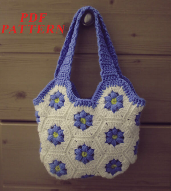 : Crochet Flower Hexagon Bag Pattern Pdf, Amigurumi Hexagon Bag s Crochet Pattern PDF