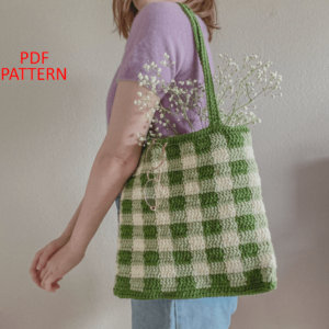 : Crochet Gingham Tote Bag Pattern Pdf, Amigurumi Gingham Bag s Crochet Pattern PDF