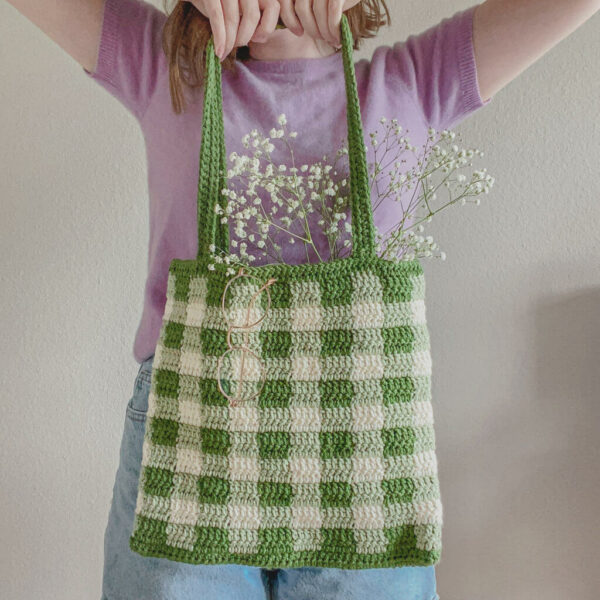 : Crochet Gingham Tote Bag Pattern Pdf, Amigurumi Gingham Bag s Crochet Pattern PDF