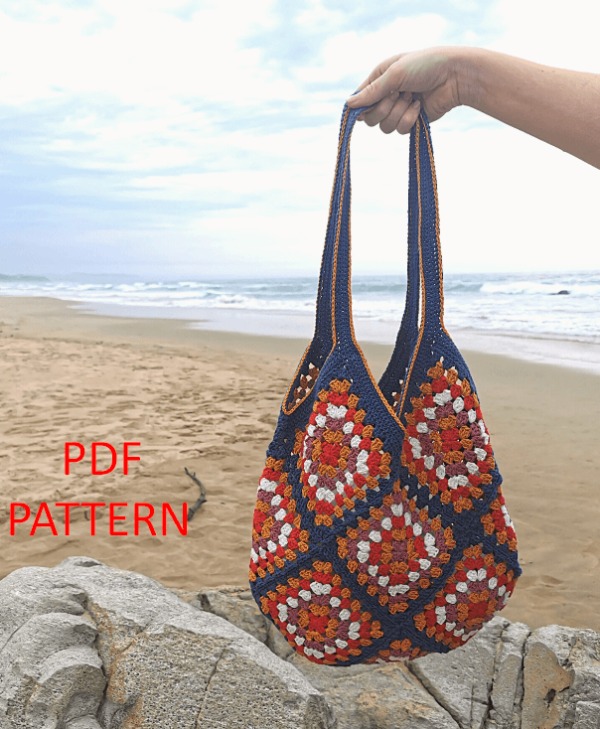 : Crochet Granny Square Tote Bag Pattern, Crochet Granny Square Pattern, Tote Bag  Crochet Pattern PDF