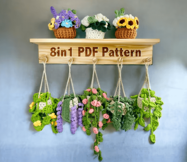 : , Crochet Hanging Plant, s, Crochet Plant Pattern, Crochet Plant For Car, Car Hanging Plant Pattern Crochet Pattern PDF