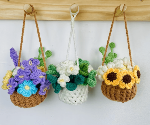 : , Crochet Hanging Plant, s, Crochet Plant Pattern, Crochet Plant For Car, Car Hanging Plant Pattern Crochet Pattern PDF