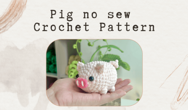 : Crochet Keychain Pig No Sew Pattern, Amigurumi Pig  Crochet Pattern PDF