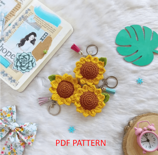 Crochet Keychain Sunflower Pattern Pdf, Crochet Sunflower Amigurumi Pattern Crochet Pattern PDF