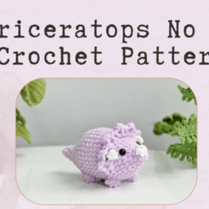 : Crochet Keychain Triceratops Dinosaur No Sew Pattern, Amigurumi Dinosaur  Crochet Pattern PDF
