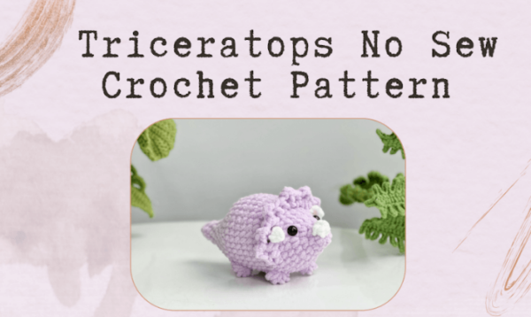 : Crochet Keychain Triceratops Dinosaur No Sew Pattern, Amigurumi Dinosaur  Crochet Pattern PDF