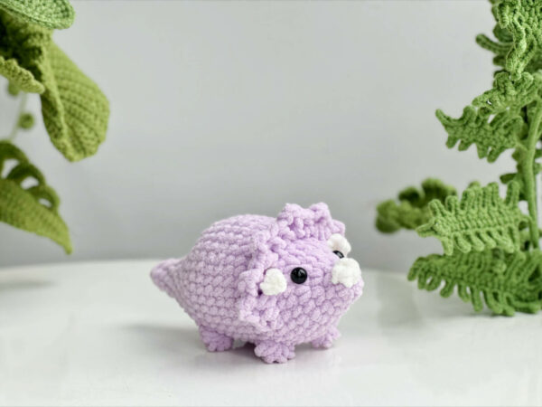 : Crochet Keychain Triceratops Dinosaur No Sew Pattern, Amigurumi Dinosaur  Crochet Pattern PDF