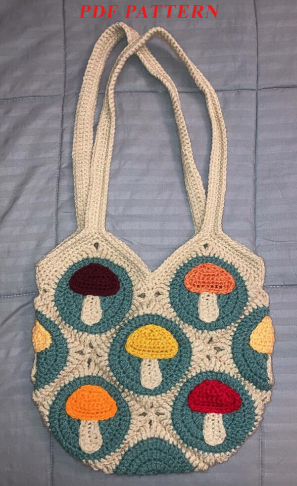 : Crochet Mushroom Tote Bag Pattern Pdf, Amigurumi Mushroom Bag s Crochet Pattern PDF