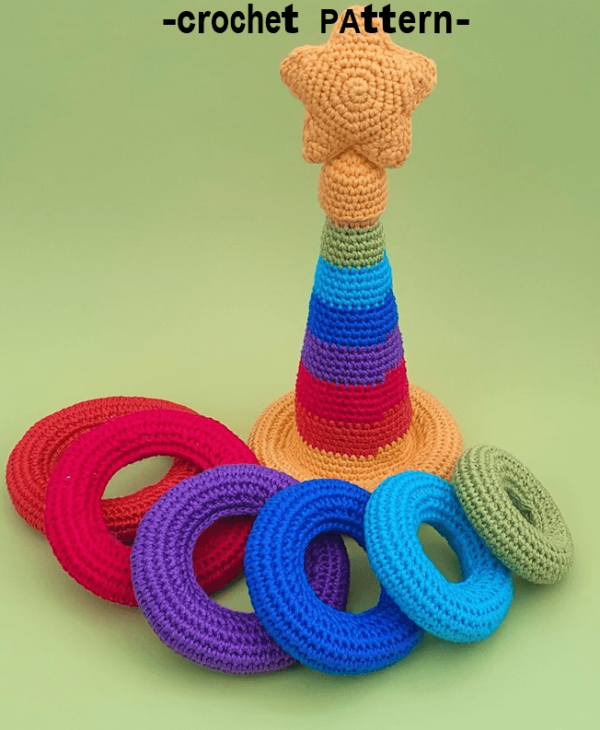 Crochet Rainbow Stacking Toy Pattern Pdf, Crochet Baby Toys Montessori Pattern With Star Crochet Pattern PDF