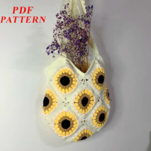 : Crochet Sunflower Tote Bag Pattern Pdf, Amigurumi Sunflower Bag s Crochet Pattern PDF