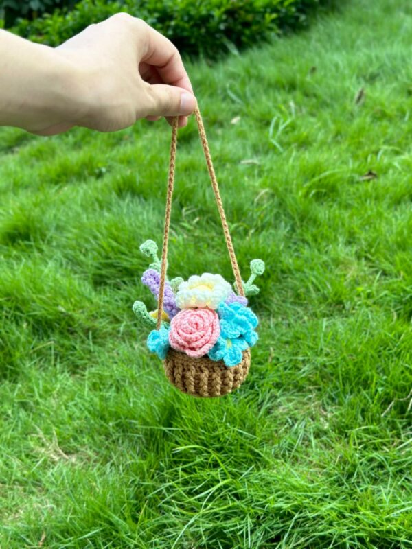 : Cute Flower Car Hanging Pot , Pdf Pattern For You, Crochet Flowers Pattern Crochet Pattern PDF