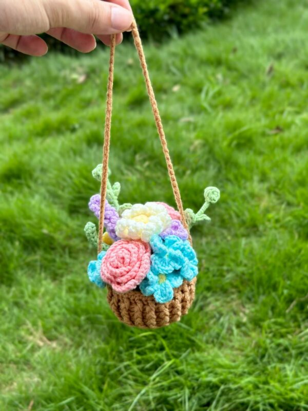 : Cute Flower Car Hanging Pot , Pdf Pattern For You, Crochet Flowers Pattern Crochet Pattern PDF