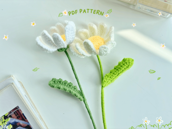 : Daisy Flower , Crochet Flower Bouquet Pattern, Crochet Flower Pattern Crochet Pattern PDF