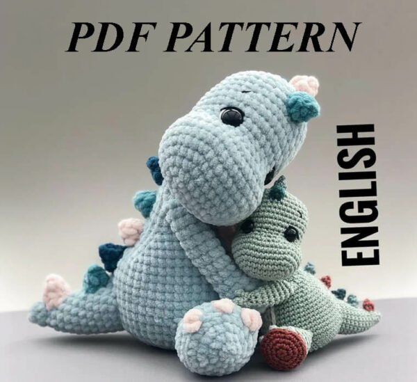 Dino  Pdf, Amigurumi Dinosaurus s Crochet Pattern PDF