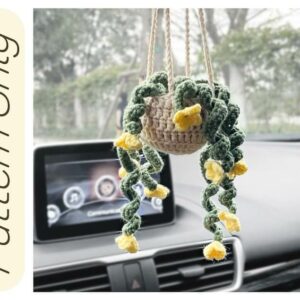 : Drooping Flower Basket Plant Pattern, Pdf Instant Download, Crochet Succulent Plant, Car Decor, Car Accessories, Best Gift Crochet Pattern PDF