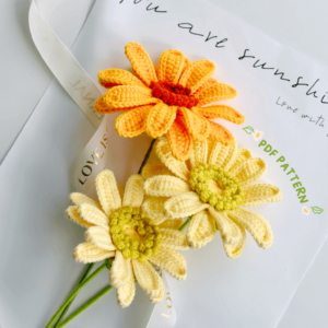 : Gerbera Flower , Crochet Flower Bouquet Pattern, Crochet Flower Pattern Crochet Pattern PDF