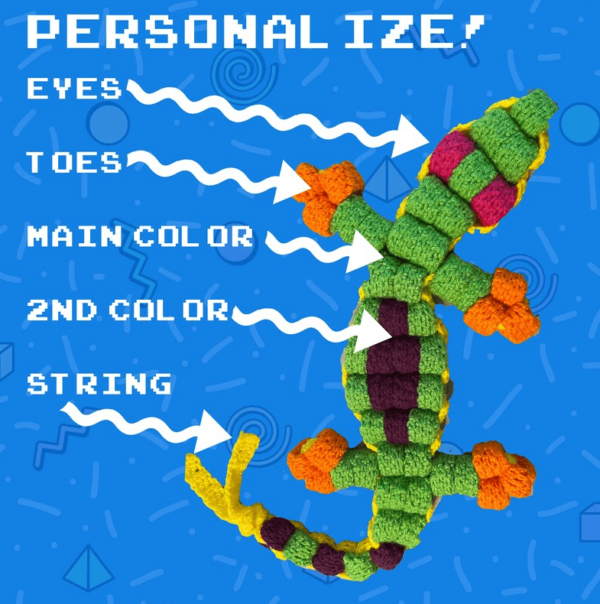 Giant Crochet 90's Retro Beaded Gecko Lizard Pattern Pdf, Crochet 90s Bead Lizard Pattern Crochet Pattern PDF