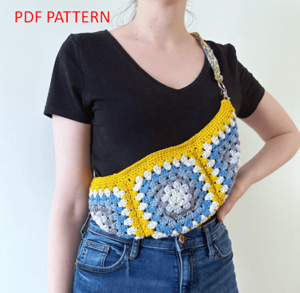 : Granny Square Crossbody Bag , Crochet Granny Square Bag Pattern Pdf, Crochet Crossbody Bag Pattern Crochet Pattern PDF