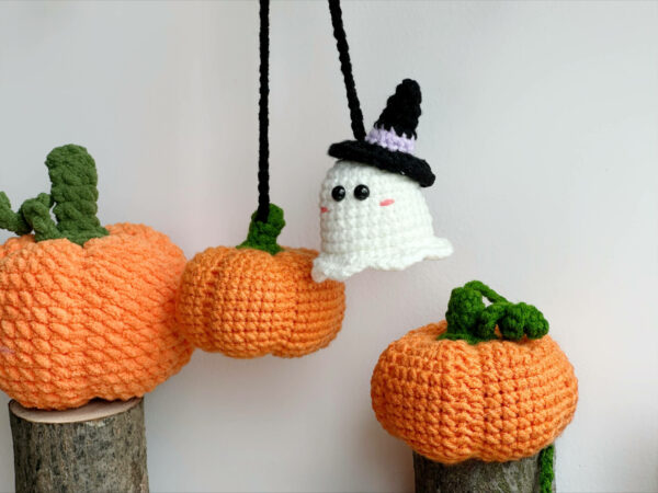 : Halloween Ghost And Pumpkin Car Hanging s, Halloween Ghost , Halloween Amigurumi Pumpkin s, Car Hanging Decor Crochet Pattern PDF