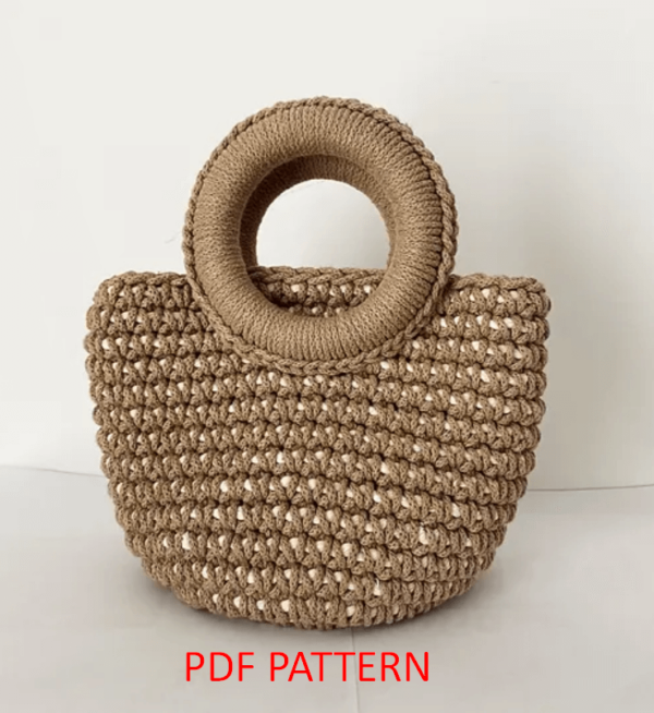 : Handwoven Mini Bag  Pdf, Amigurumi Handwoven Bag s Crochet Pattern PDF