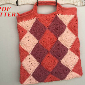 : Harlequin Square Shopping Bag  Pdf, Amigurumi Harlequin Bag s Crochet Pattern PDF