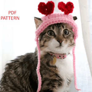 : Heart Headband Hat For Cats, Pdf Pattern Crochet Hat For Cat Lovers Crochet Pattern PDF
