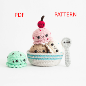 : Ice Cream Sundae Amigurumi ,  For Ice Cream Lover Crochet Pattern PDF